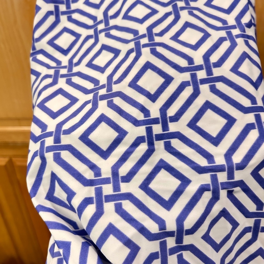 Jude Connally Women's Sleeveless Dress Blue White Geometric Print Made USA - Picture 2 of 10
